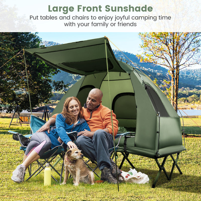 Professional title: "5-in-1 Outdoor Camping Tent Cot for 2 People with Air Mattress and Sleeping Bag"