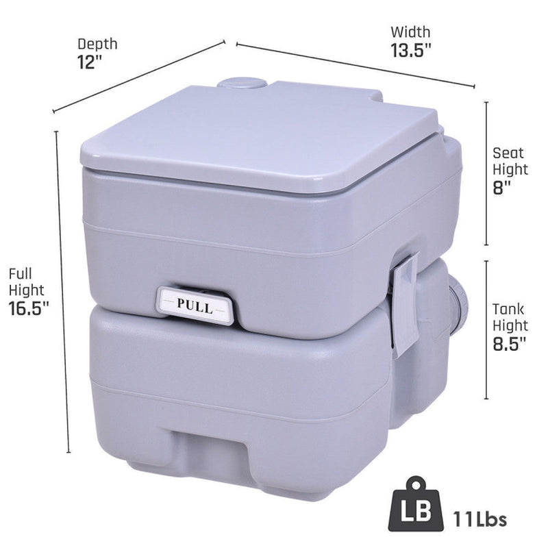 Professional title: "5.3 Gallon Portable Toilet with Waste Tank and Rotating Spout in Gray Color"