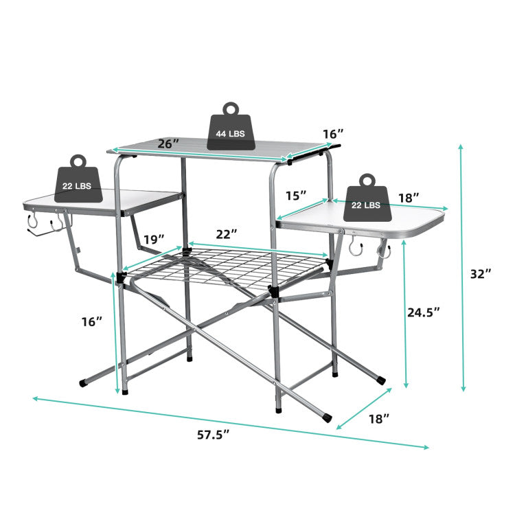 Professional title: ```Portable Outdoor BBQ Table with Folding Design```