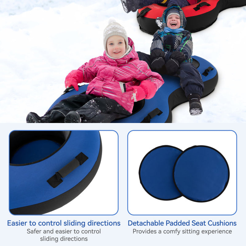 Professional title: "80-Inch Inflatable Snow Sled for Two Persons, Suitable for Kids and Adults - Red"