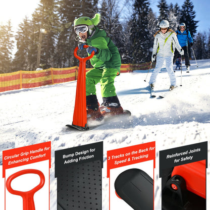 Professional title: "Single Rider Snow Scooter with Ergonomic Grip Handle in Red"