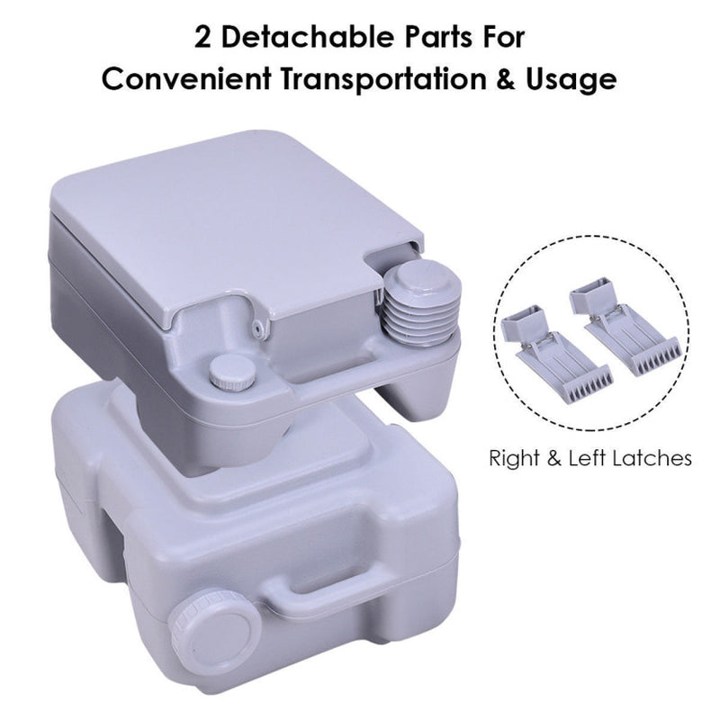 Professional title: "5.3 Gallon Portable Toilet with Waste Tank and Rotating Spout in Gray Color"