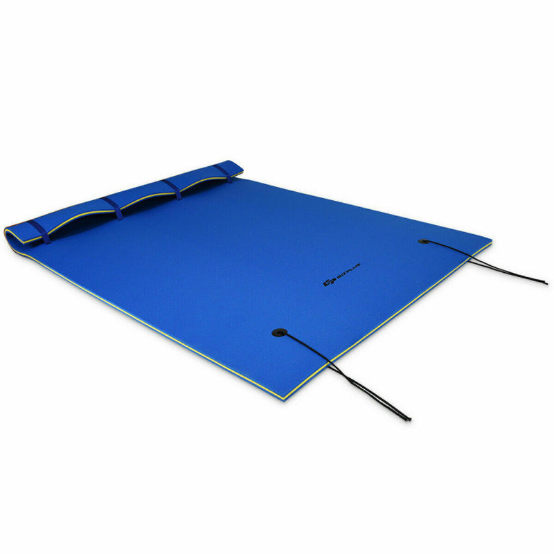 Professional title: "9' x 6' Three-Layer Floating Water Pad Foam Mat in Blue Color"