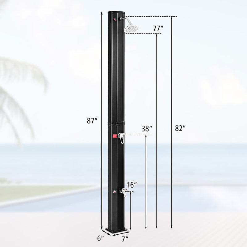 Professional title: "Adjustable Outdoor Solar Heating Shower Head with 7.2 Feet Height"