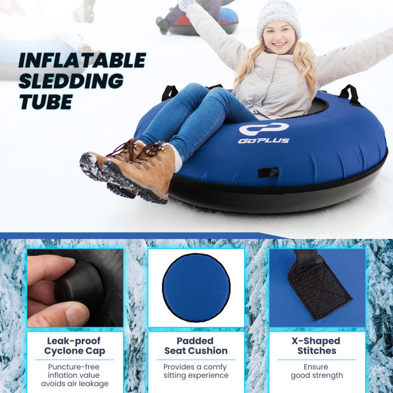 Professional title: "40-Inch Inflatable Snow Sled in Blue for Children and Adults"