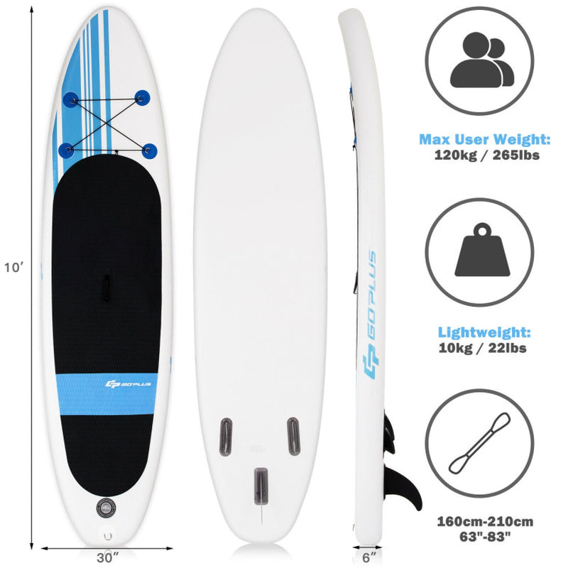 Professional title: "10-Foot Inflatable Stand-Up Paddle Board Set with Carrying Bag"