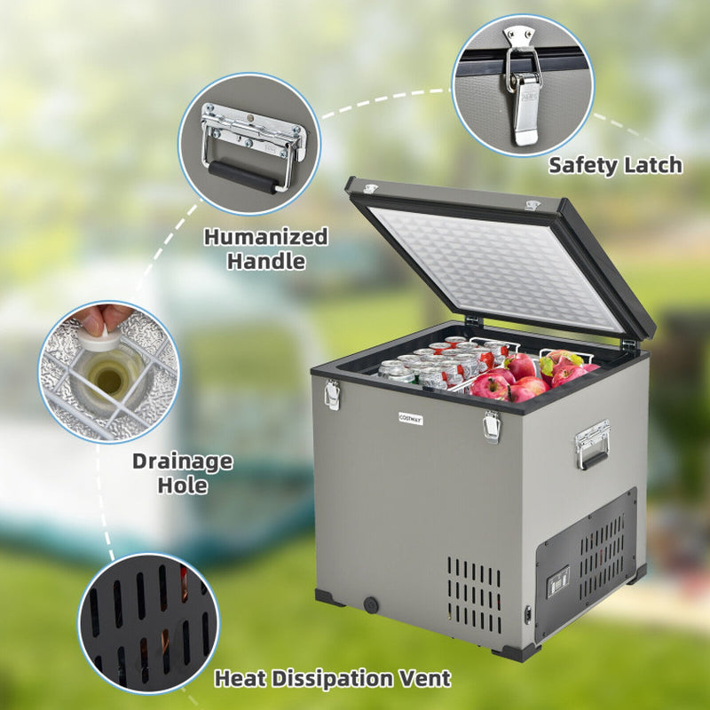 Professional title: "90 Quart Portable Car Refrigerator Freezer with Compressor in Gray"