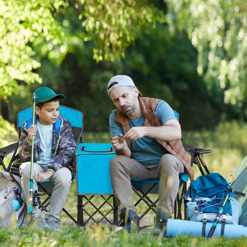 Professional Title: "Turquoise Portable Folding Camping Canopy Chairs with Cup Holder"