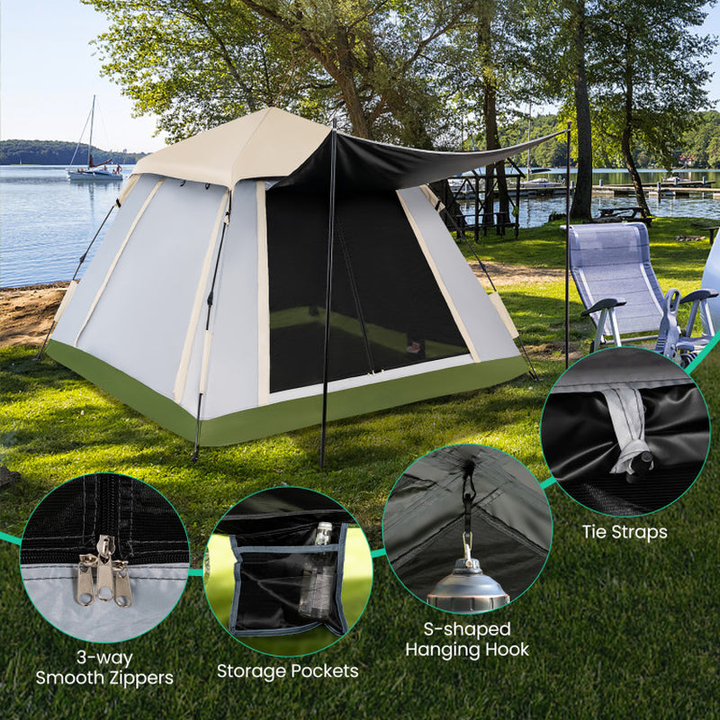 Professional title: "Spacious Instant Pop-Up Camping Tent for 2-4 People with Detachable Rainfly"