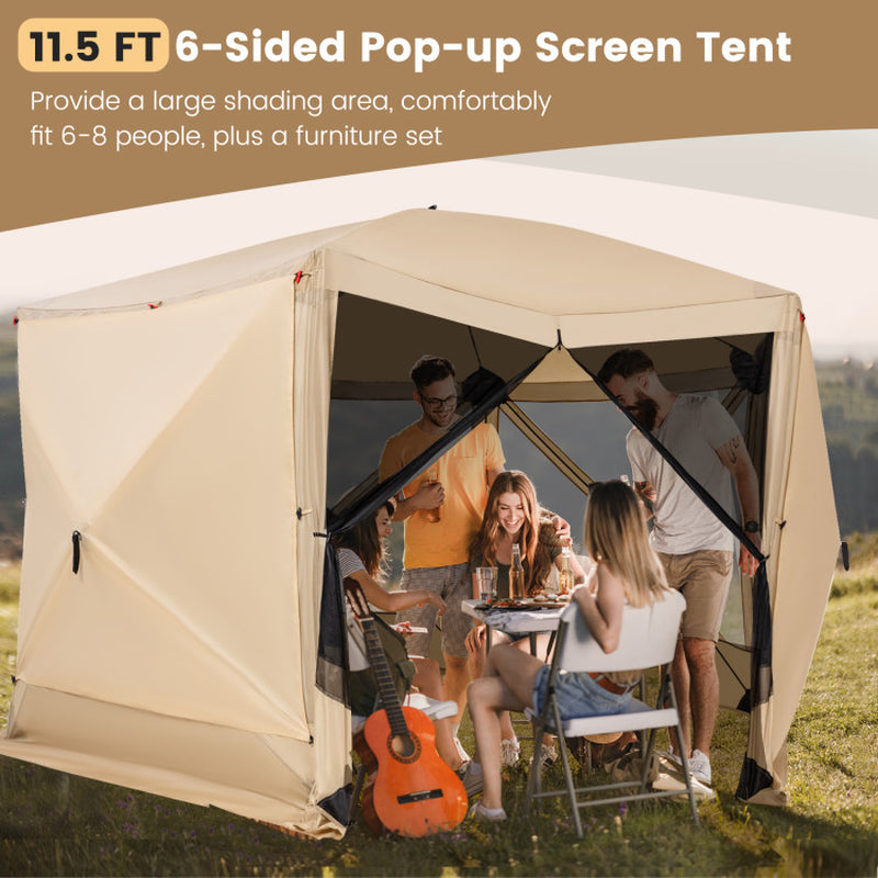 Professional title: "Portable 11.5 X 11.5 FT Green Pop-Up Screen House Tent with Carrying Bag"