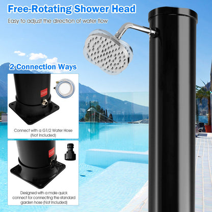 Professional title: "Solar-Heated Outdoor Shower with Free-Rotating Shower Head - Black, 7.2 Feet"