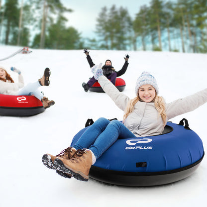 Professional title: "40-Inch Inflatable Snow Sled in Blue for Children and Adults"