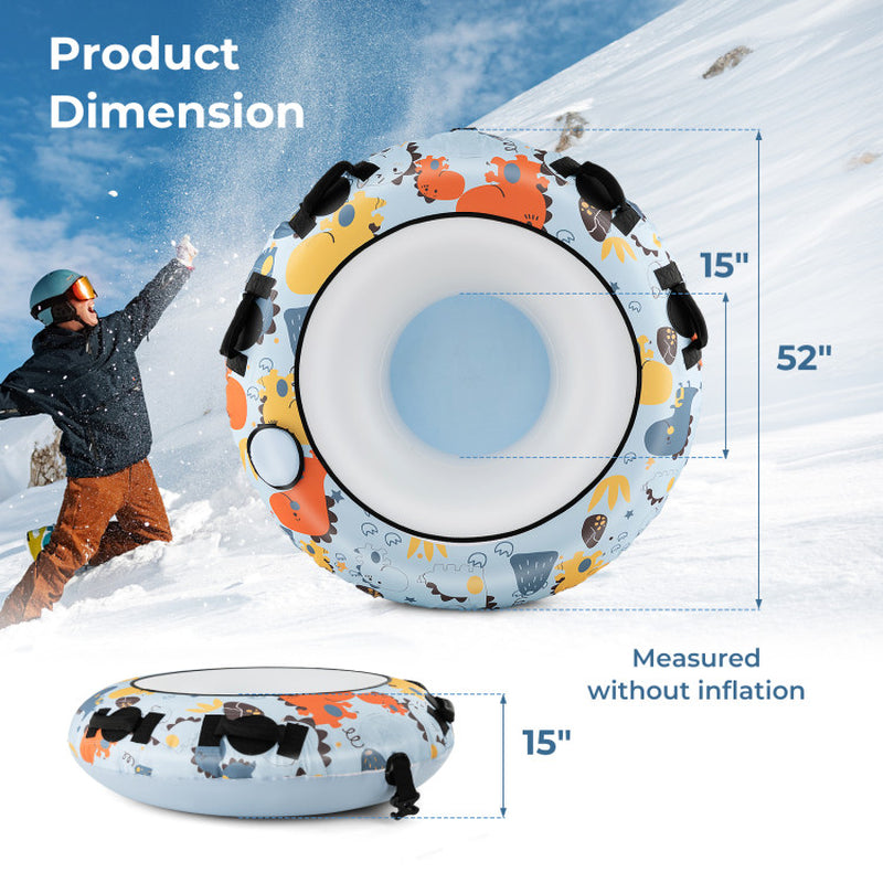 Professional title: "52-Inch Inflatable Snow Sled in Blue with Cold-Resistant and Heavy-Duty Material"