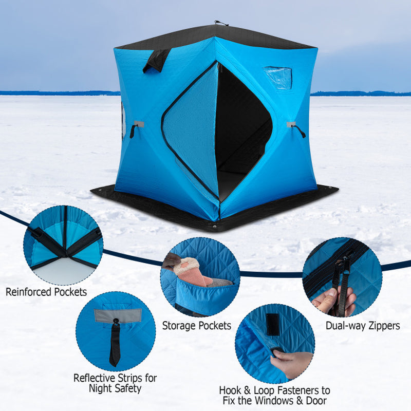 Professional title: "Red Portable 2-Person Ice Shanty with Cotton Padded Walls"