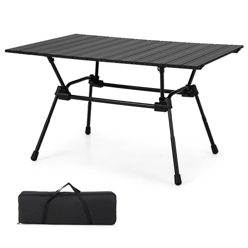 Professional title: ```Portable Heavy-Duty Aluminum Camping Table with Carrying Bag in Silver```