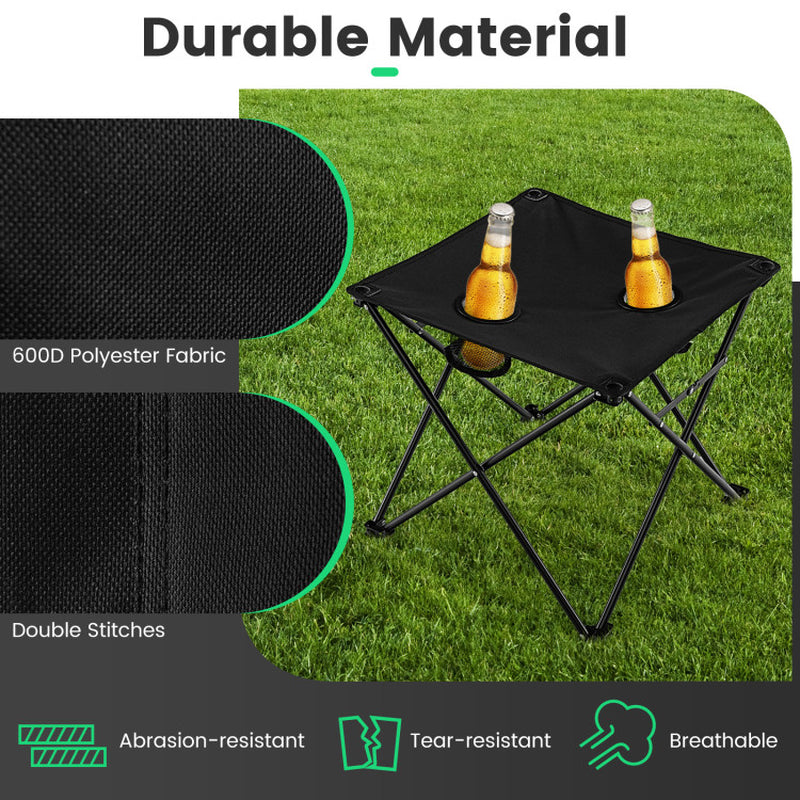 Professional title: "Portable Outdoor Camping Chairs and Table Set in Black with Carrying Bag"