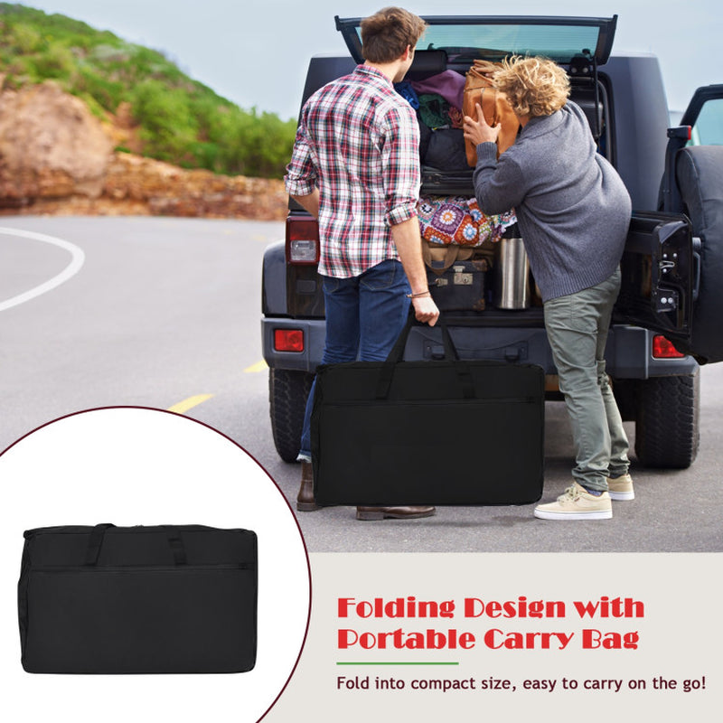 Professional title: ```Gray Folding Camping Table with Integrated Storage Organizer```