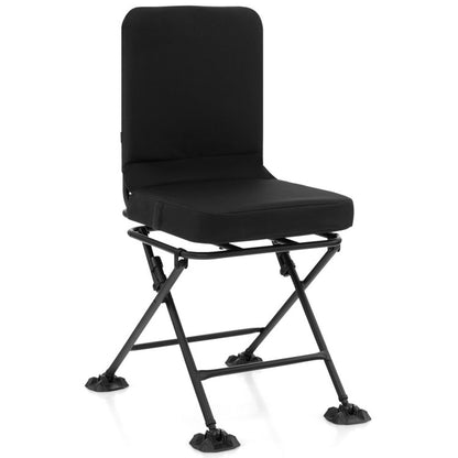 Professional title: "Black Swivel Folding Chair with Backrest and Padded Cushion"