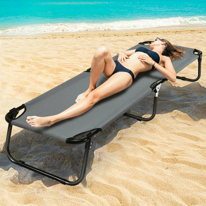 Professional title: ```Portable Folding Outdoor Camping Bed - Gray, Ideal for Sleeping, Hiking, and Travel```