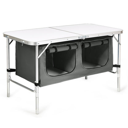 Professional title: ```Blue Height Adjustable Folding Camping Table```