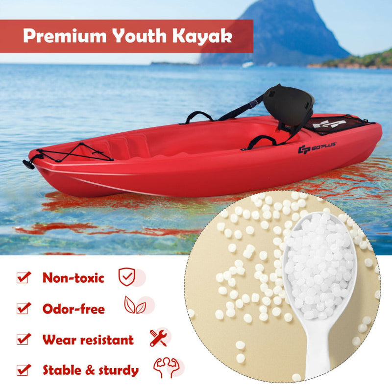 Professional title: "Youth Kids Kayak - 6 Feet with Folding Backrest, Bonus Paddle - Red"