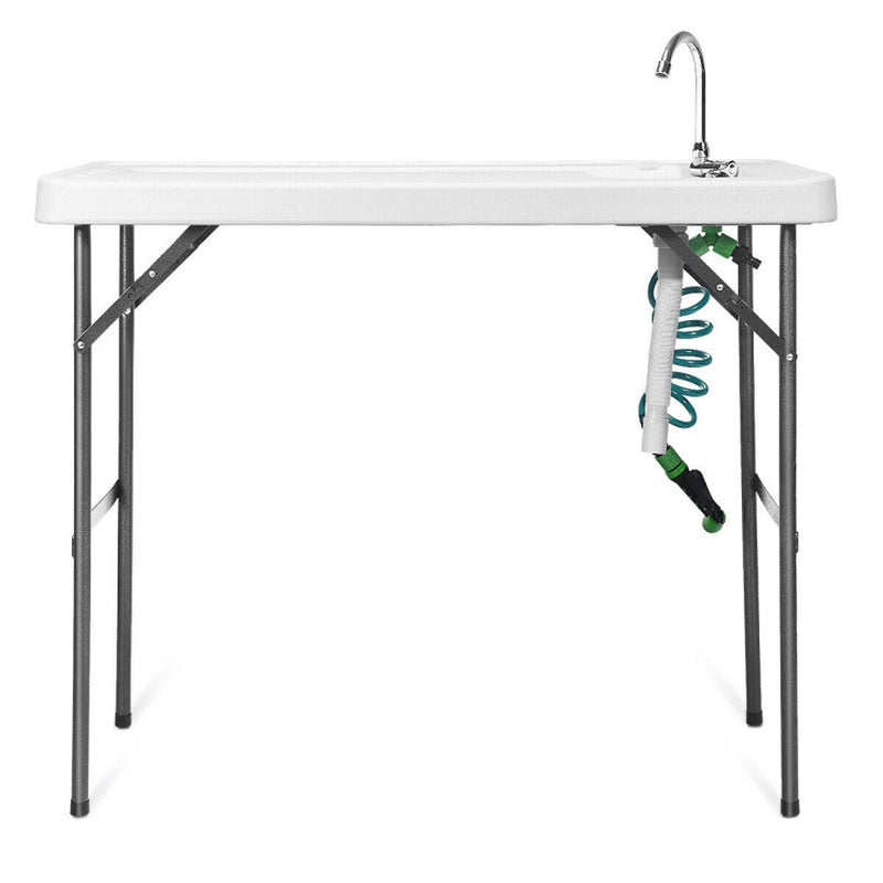 Professional title: ```Portable Camping Table with Folding Sink Faucet and Sprayer```