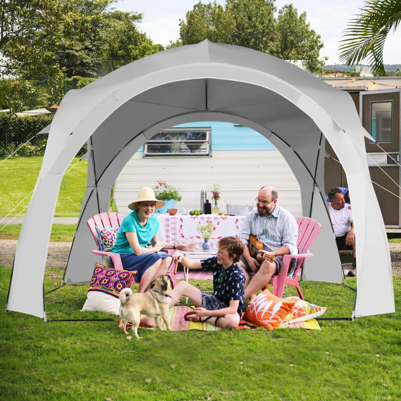 Professional title: "Portable 11 x 11 Feet Patio Sun Shade Shelter Canopy Tent with UPF 50+ Protection for Outdoor Beach Activities - White"