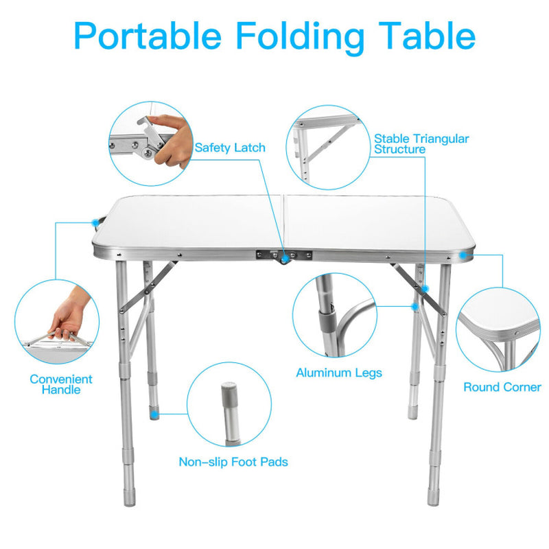 Professional title: "Portable Aluminum Folding Camping Table with Adjustable Height for Outdoor and Indoor Use"