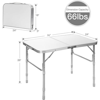 Professional title: "Portable Aluminum Folding Camping Table with Adjustable Height for Outdoor and Indoor Use"