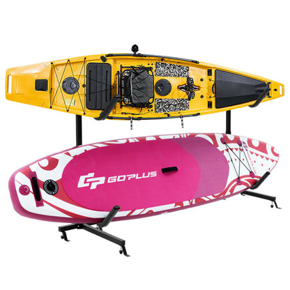 Professional rewrite: ```Dual Kayak Storage Rack with Adjustable Height - Freestanding```