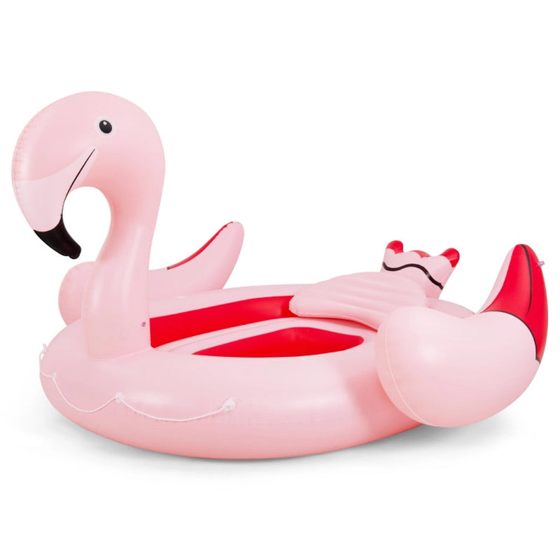 Professional title: "Inflatable Flamingo Floating Island for 6 People with Cup Holders, Ideal for Pool and River Use"