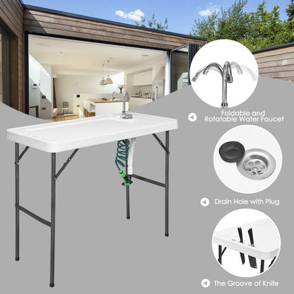 Professional title: ```Portable Camping Table with Folding Sink Faucet and Sprayer```