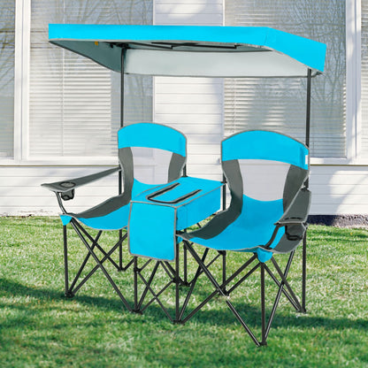 Professional Title: "Turquoise Portable Folding Camping Canopy Chairs with Cup Holder"