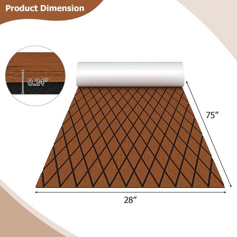 Professional title: "Brown EVA Foam Boat Decking Sheet with Diamond Pattern for Boats and Surfboards"