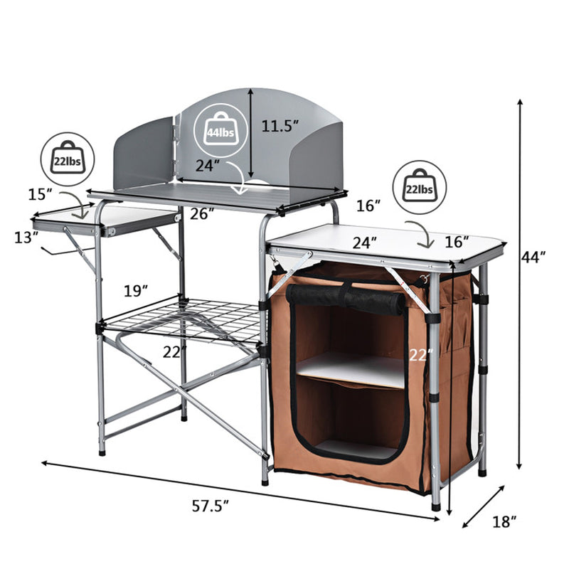 Professional title: "Portable Outdoor Grilling Table with Foldable Design and Windscreen Bag"