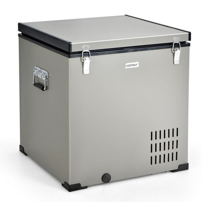 Professional title: "90 Quart Portable Car Refrigerator Freezer with Compressor in Gray"