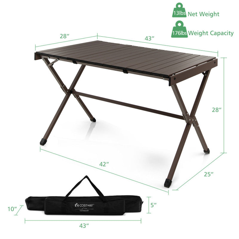 Professional title: "Portable Aluminum Camping Table for 4-6 People with Carrying Bag in Gray"