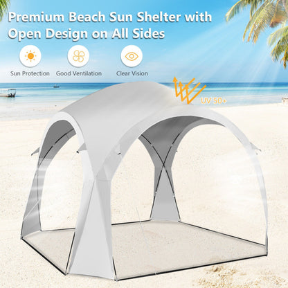 Professional title: "Portable 11 x 11 Feet Patio Sun Shade Shelter Canopy Tent with UPF 50+ Protection for Outdoor Beach Activities - White"