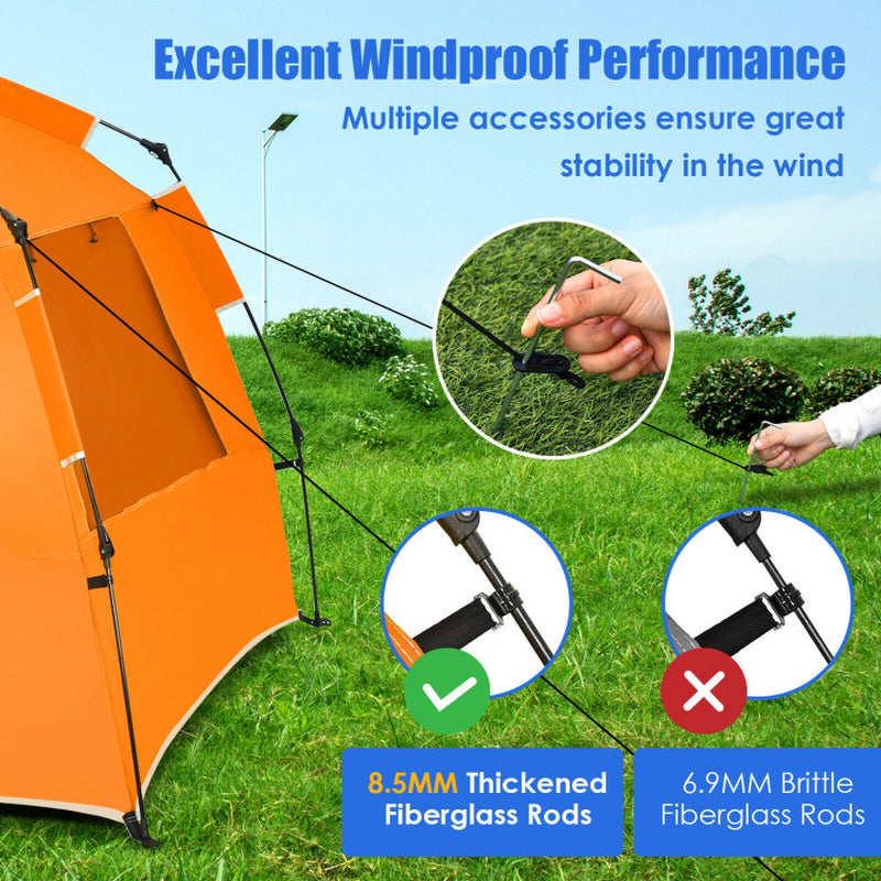 Professional title: "Portable Sun Shelter with UPF 50+ Protection for 3-4 People - Easy Pop Up Beach Tent in Orange"