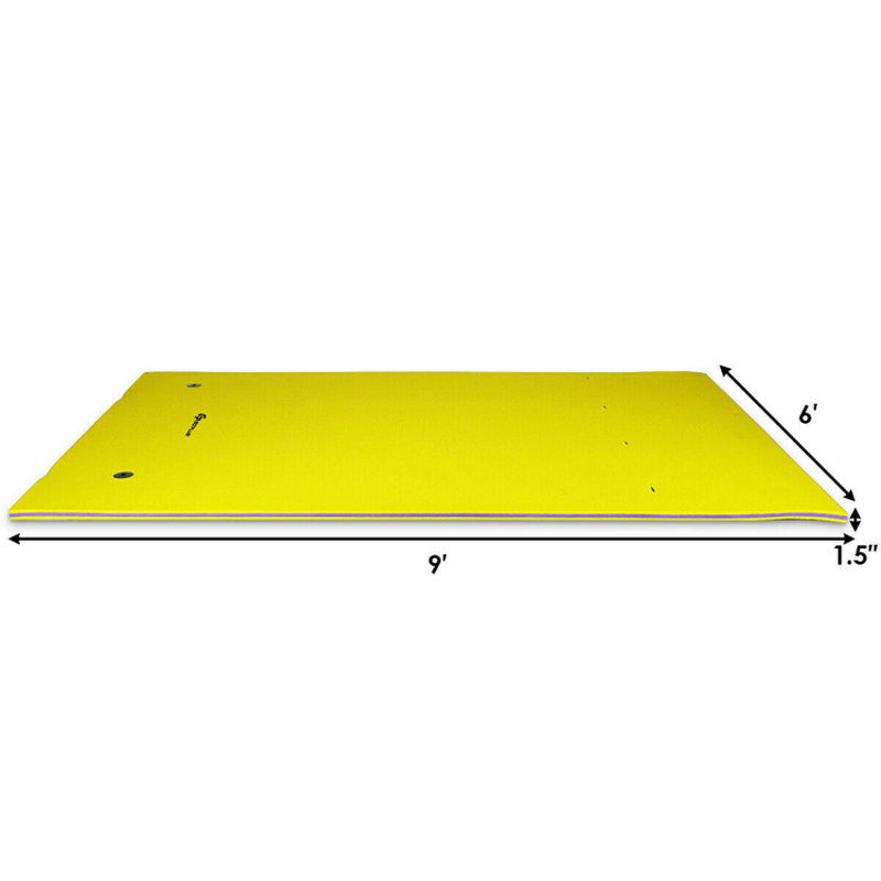 Professional title: "9' x 6' Three-Layer Floating Water Pad Foam Mat in Blue Color"