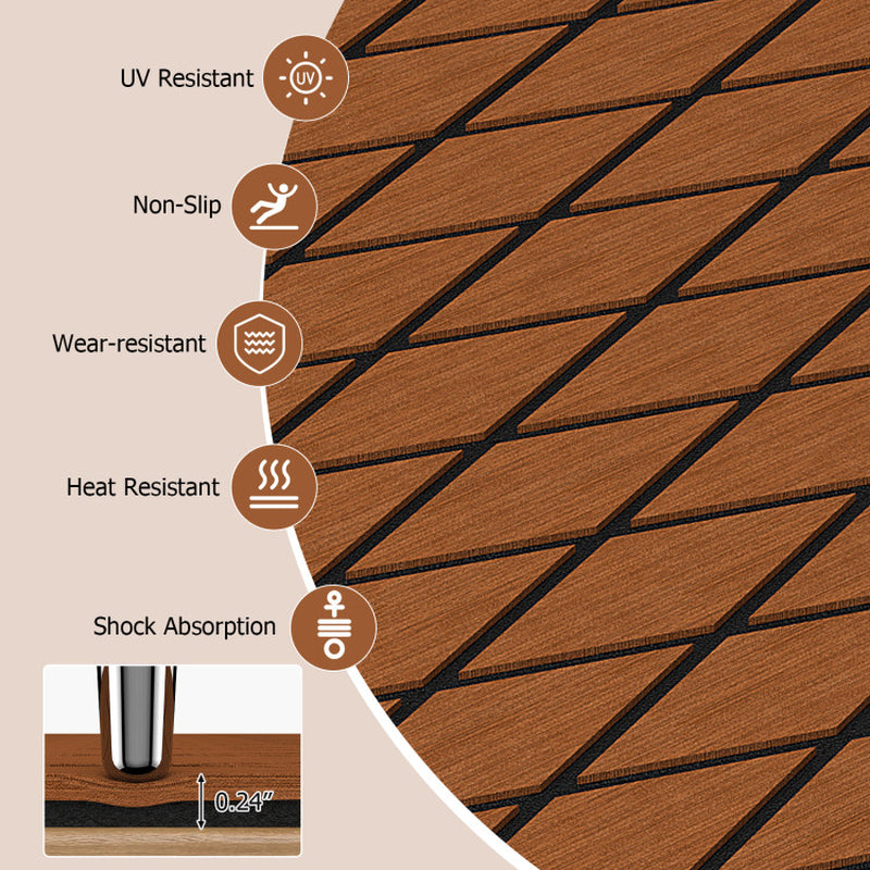 Professional title: "Brown EVA Foam Boat Decking Sheet with Diamond Pattern for Boats and Surfboards"