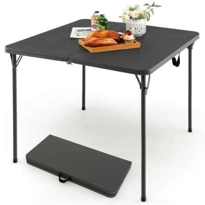 Professional title: ```Portable Camping Table with Weather-Resistant HDPE Tabletop and Corrosion-Resistant Steel Frame in White```