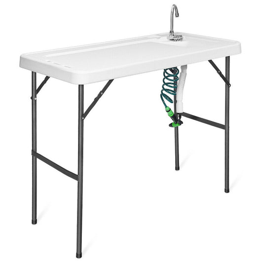 Professional title: ```Portable Camping Table with Folding Sink Faucet and Sprayer```