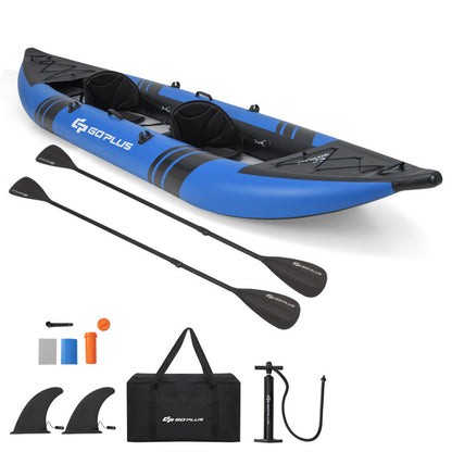 Professional title: "2-Person Inflatable Kayak Set with Aluminum Oars and Repair Kit in Red"