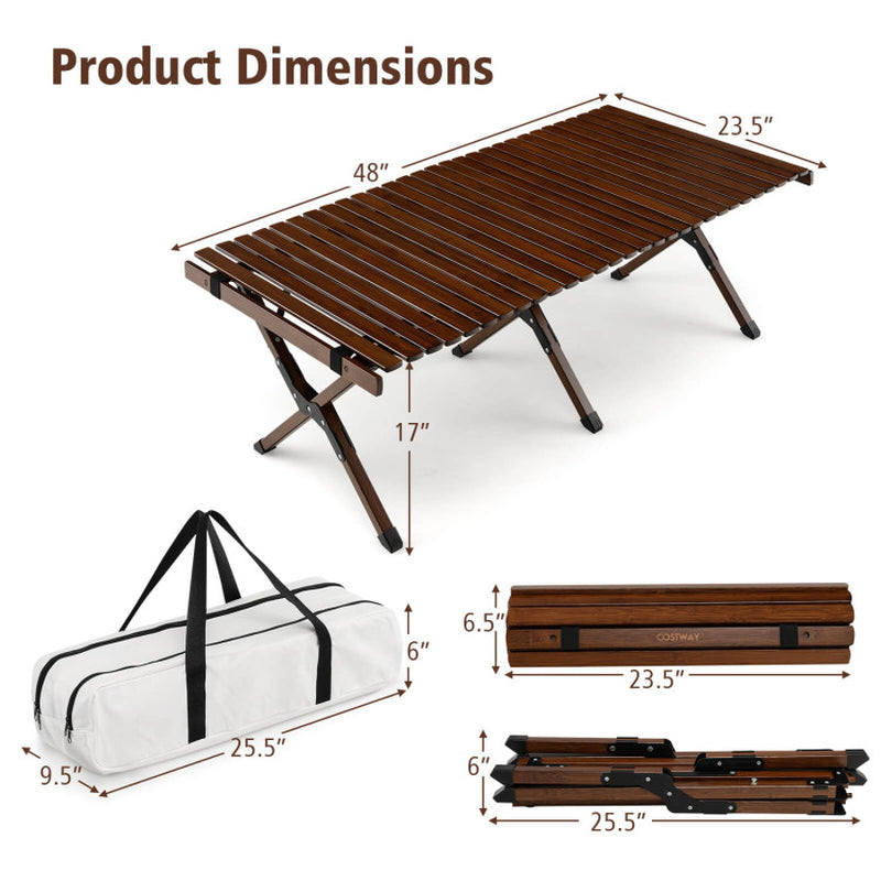 Professional title: "Foldable Picinic Table Set with Carry Bag - Ideal for Camping and BBQ in Brown"