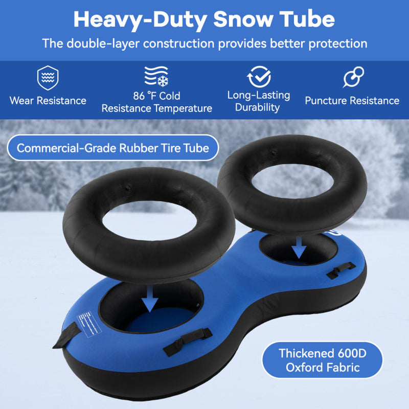 Professional title: "80-Inch Inflatable Snow Sled for Two Persons, Suitable for Kids and Adults - Red"