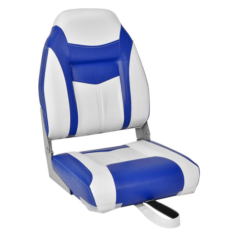 Professional title: ```Set of 2 High Back Folding Boat Seats with Sponge Cushion in Blue Color```