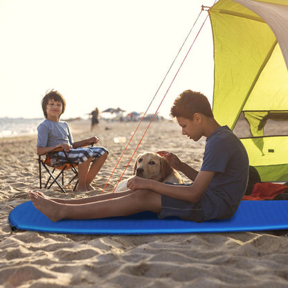 Professional title: "Green Inflatable Sleeping Pad with Convenient Carrying Bag"