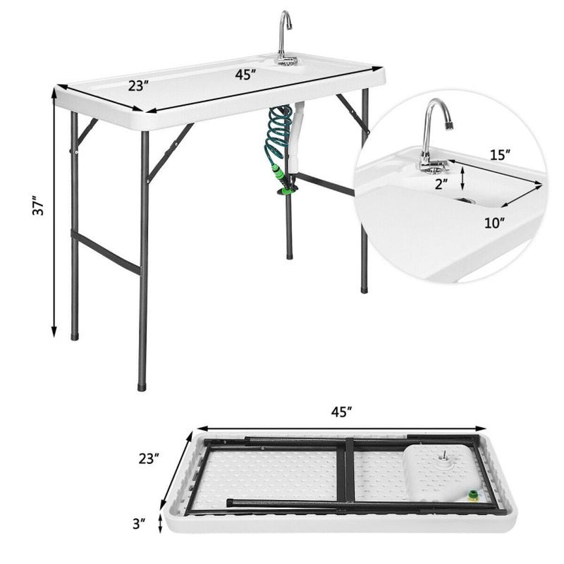 Professional title: ```Portable Camping Table with Folding Sink Faucet and Sprayer```