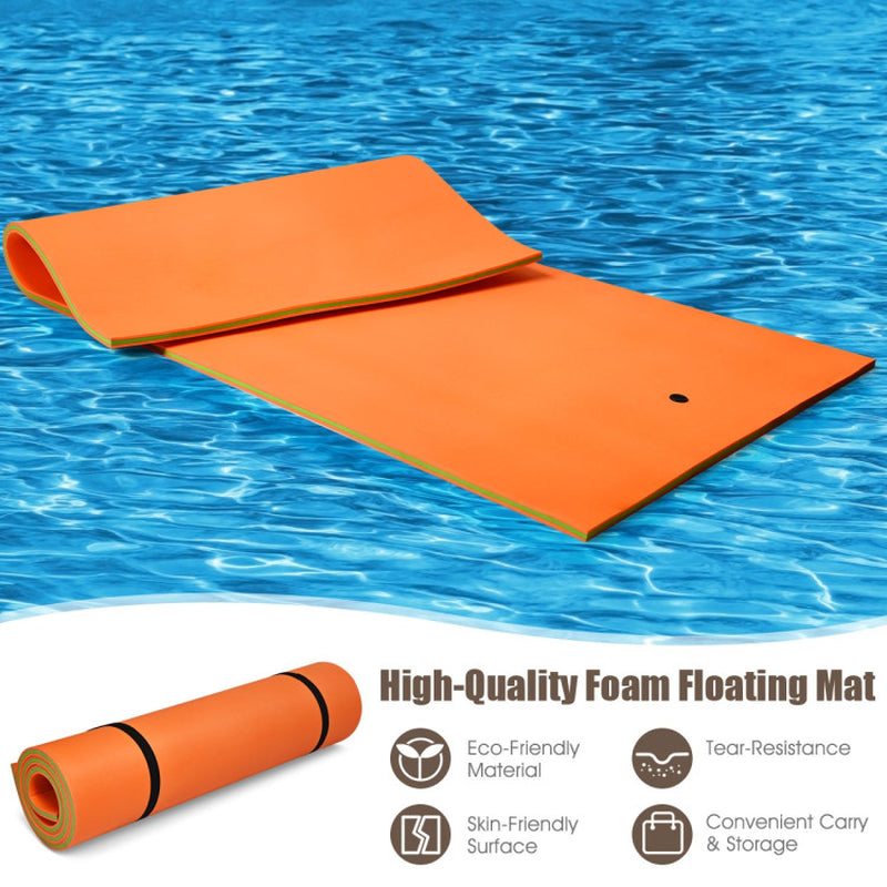 Professional title: "12' x 6' Three-Layer Floating Water Pad in Green Color"